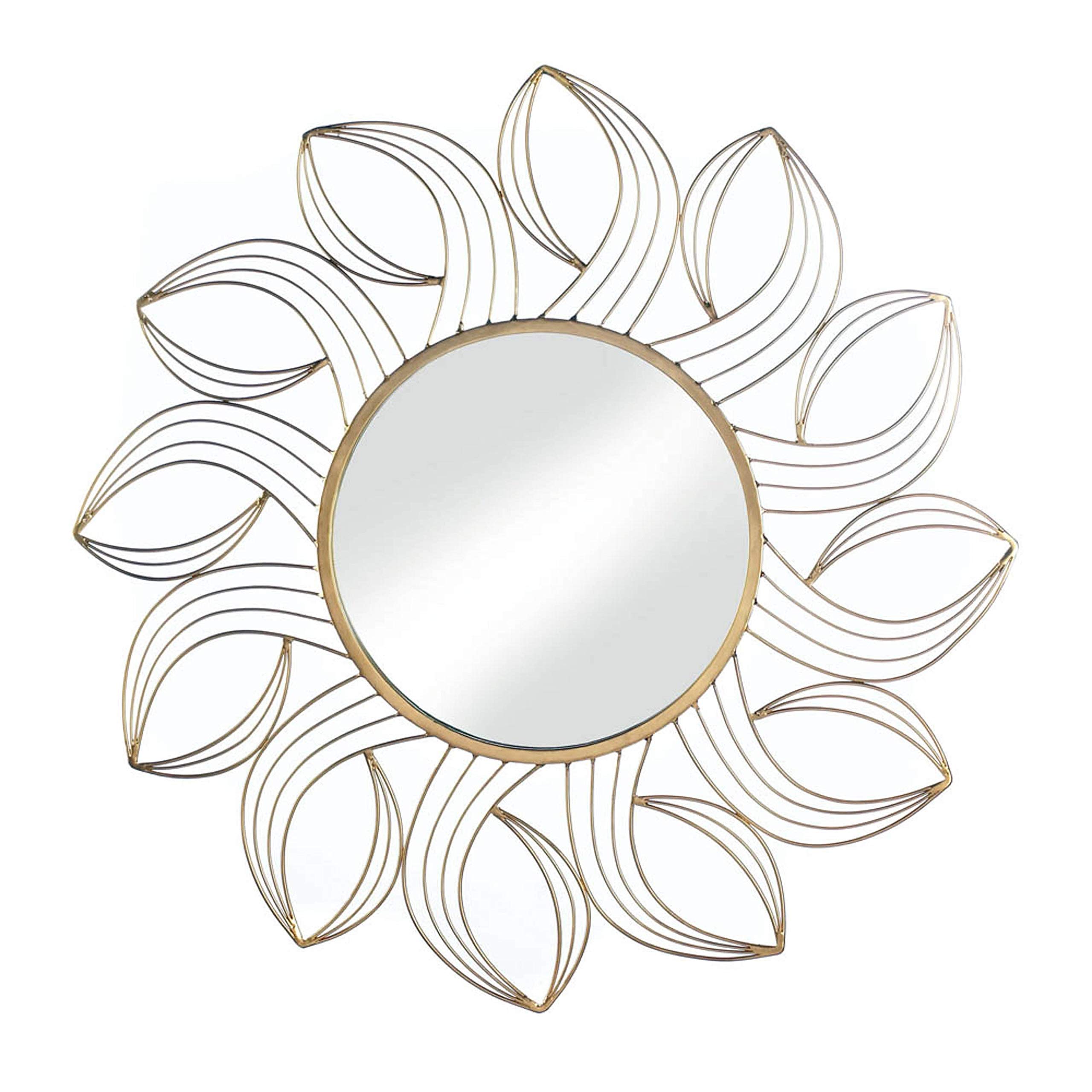 Golden Petals Wall Mirror 25x25x1 Inch - Elegant Gold Framed Decorative Mirror for Living Room, Bedroom, Bathroom & Entryway - Perfect for Home Decor, Vanity & Wall Accent