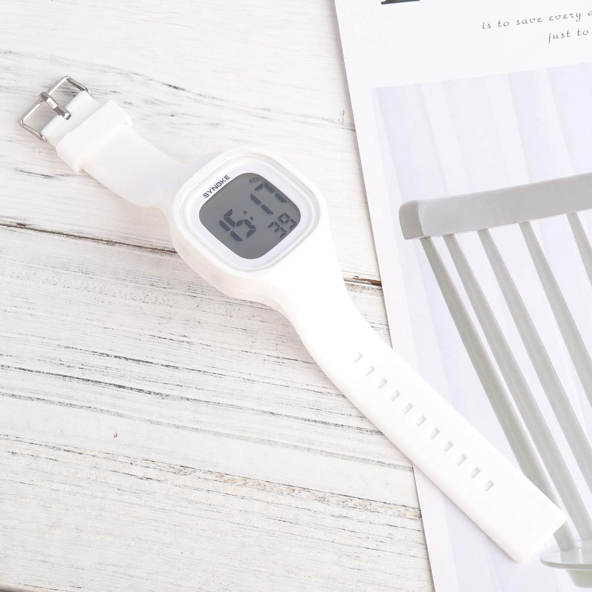 Waterproof Digital Sports Watch with Glow-in-the-Dark Silicone Strap for Men & Women - Perfect for Running, Swimming & Outdoor Activities (White)