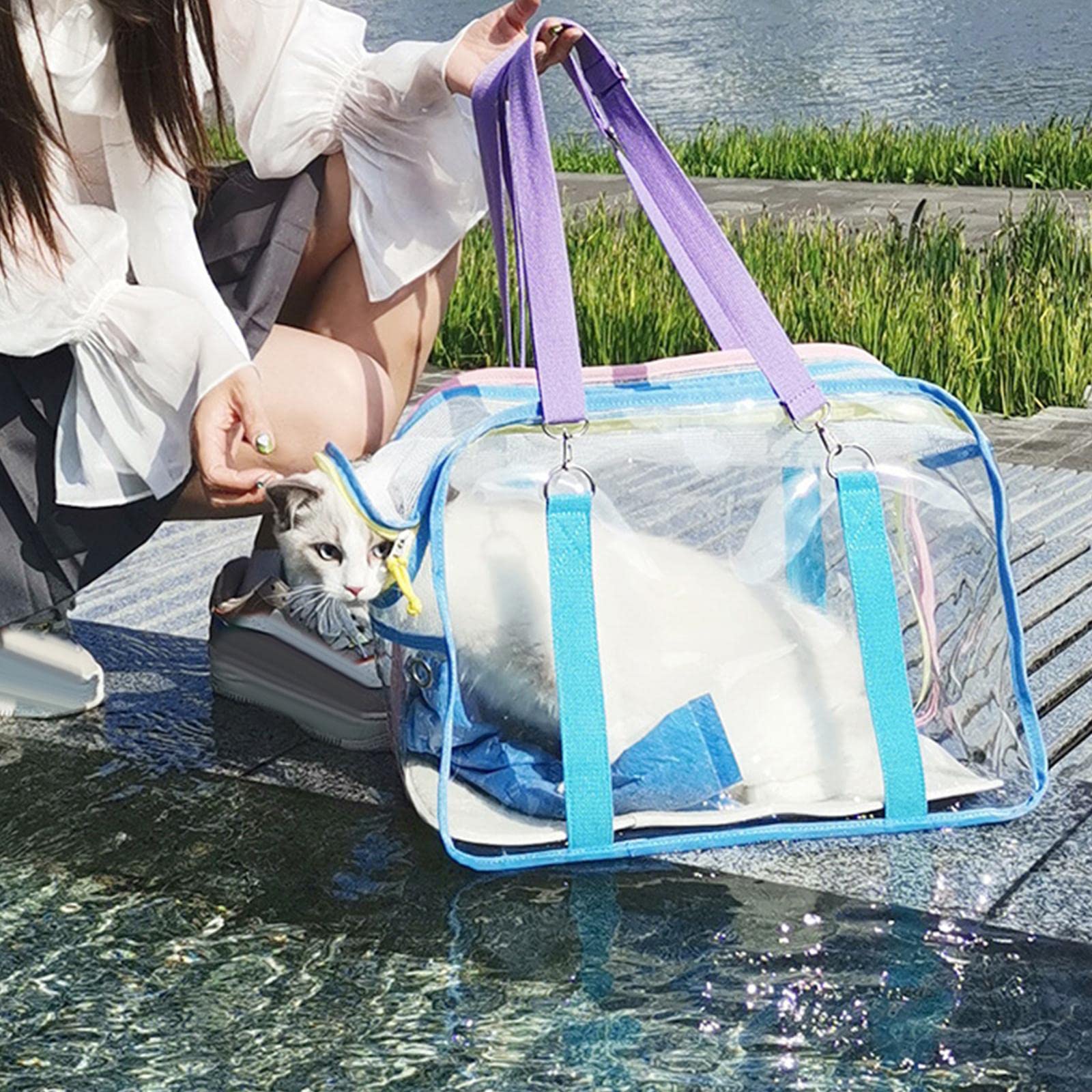 Enakshi Pet Carrier Travel Bag for Cats & Small Dogs - Lightweight & Durable Animal Transport Case for Hiking, Vet Visits & Air Travel | Blue Collapsible Pet Carrier | Dog & Cat Supplies