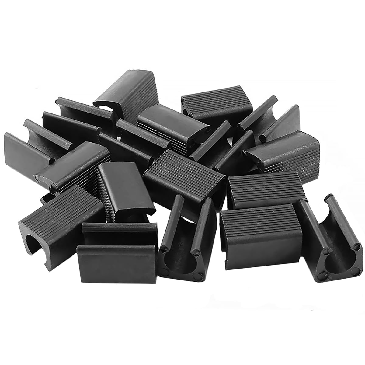 Plastic U-Shaped Chair Leg Caps - 12mm Diameter, Black - Protects Floors from Scratches (Pack of 20) - Ideal for Steel Tubular Chairs in Homes & Offices