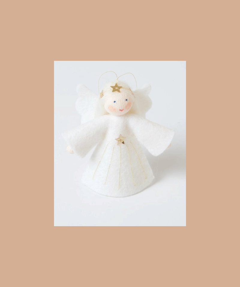 Handmade White Hair Waldorf Doll - Hanging Angel Nursery Decor for Baby Shower, Christening & Kids Room