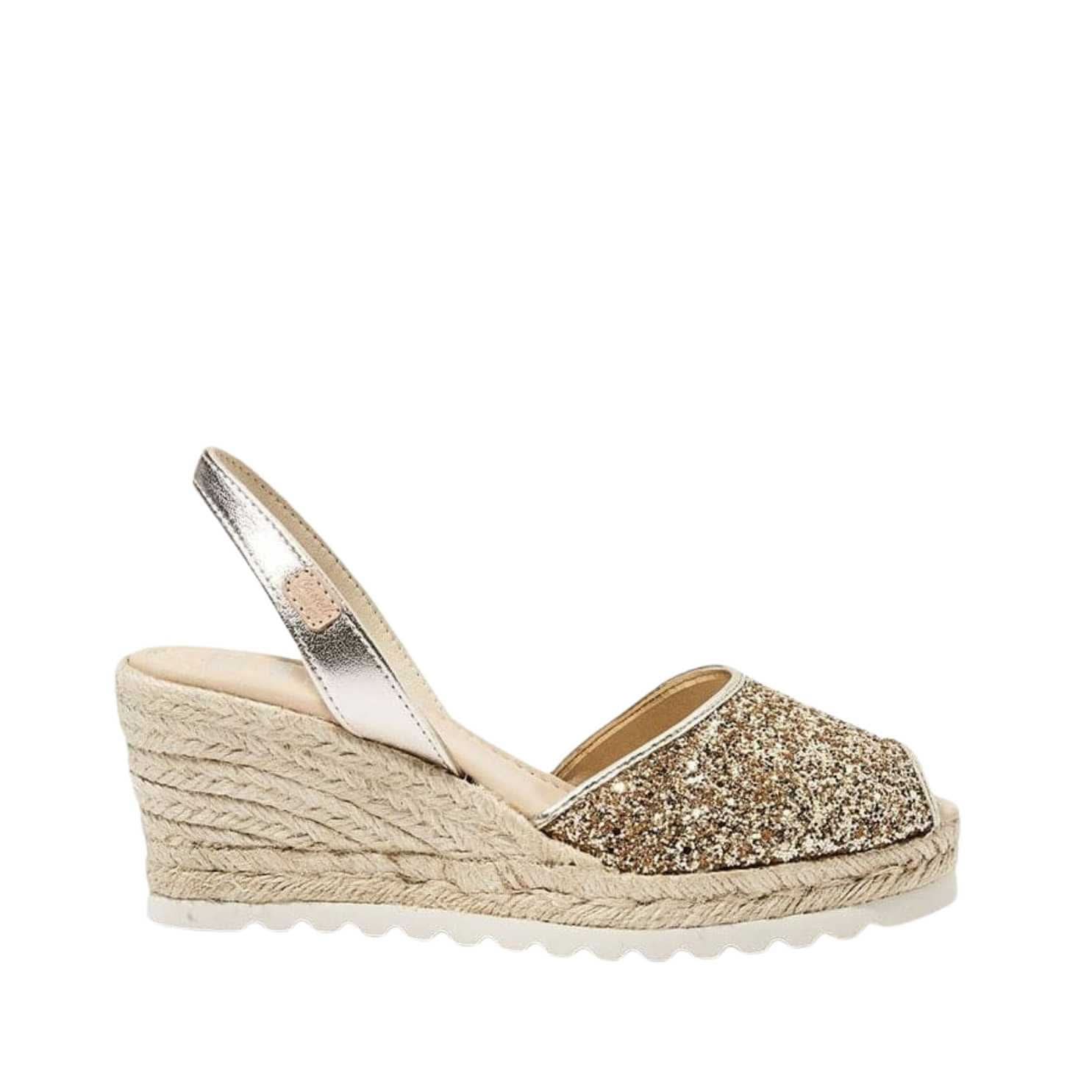 Glitter Leather Menorcan Espadrilles for Women - Frida Montada 2006R Sparkly Sandals | Perfect for Summer Weddings, Beach Vacations & Casual Outings