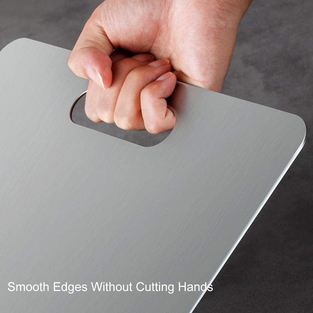 Premium Stainless Steel Cutting Board Set - 3 Sizes for Kitchen, Easy to Clean Hanging Chopping Boards for Fruits, Vegetables, Cheese & Bread - Perfect for Home Cooking, Meal Prep & Professional Chefs