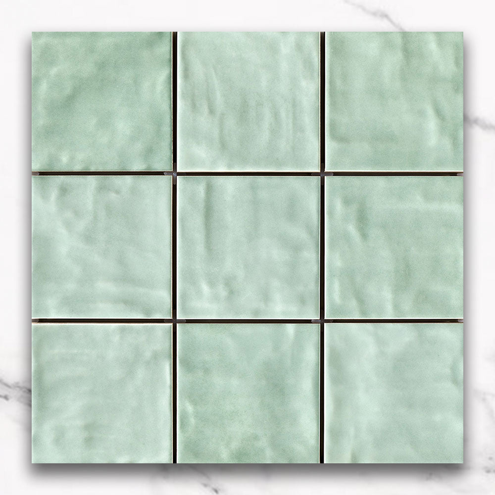 Premium Marrakesh Mint 12x12 Inch Zellige Matte Square Ceramic Tile - Perfect for Kitchen Backsplash, Bathroom Walls & Moroccan-Inspired Home Decor