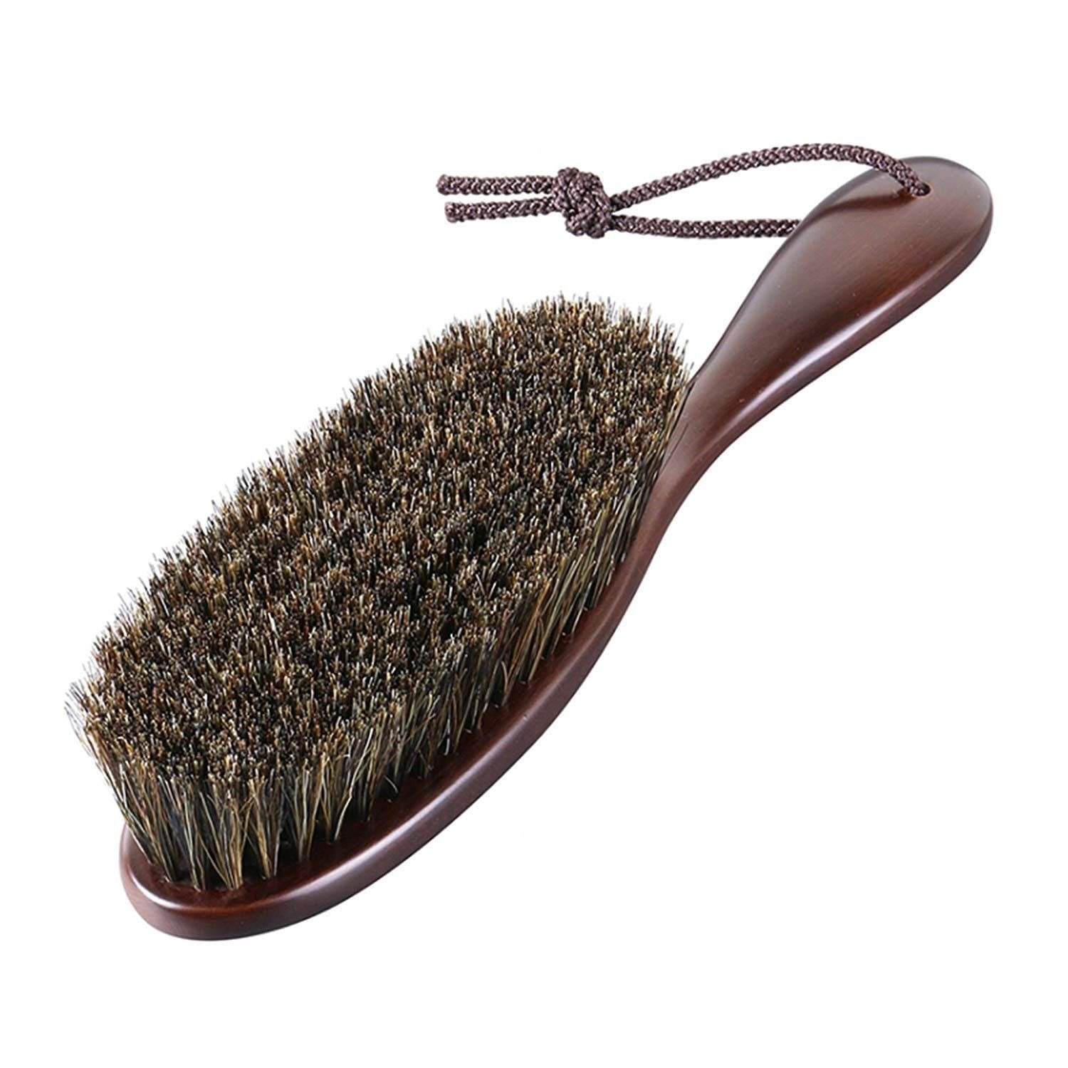 Premium Natural Bristle Clothes Brush with Beech Wood Handle - Gentle Fabric Care for Suits, Coats & Delicate Garments - Perfect for Wardrobe Maintenance & Travel