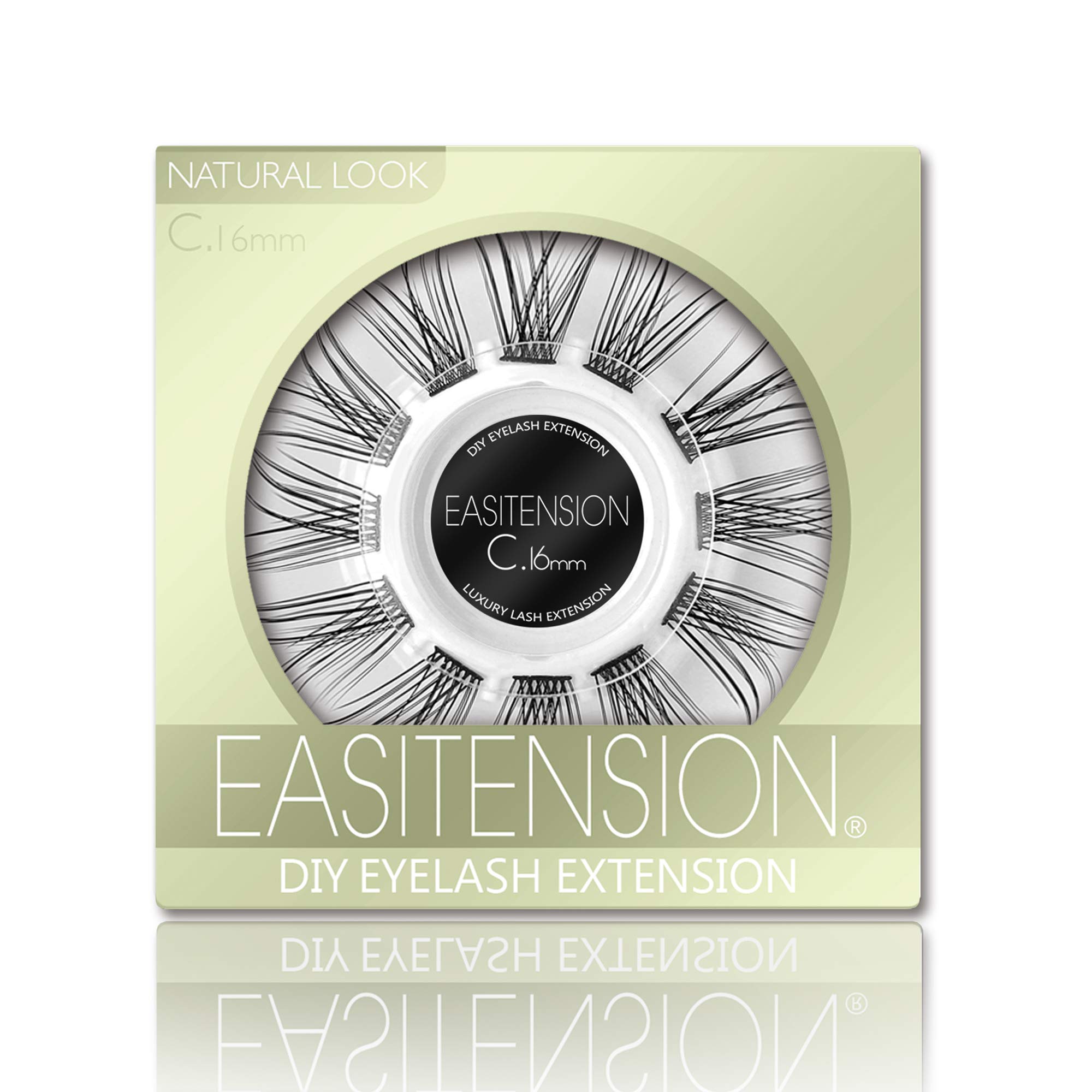 DIY Eyelash Extension Kit - 12 Clusters Natural Lashes with Glue Bonded Band, C Curl 16MM Individual Lashes for Home Use | Perfect for Bridal, Party & Everyday Makeup Looks