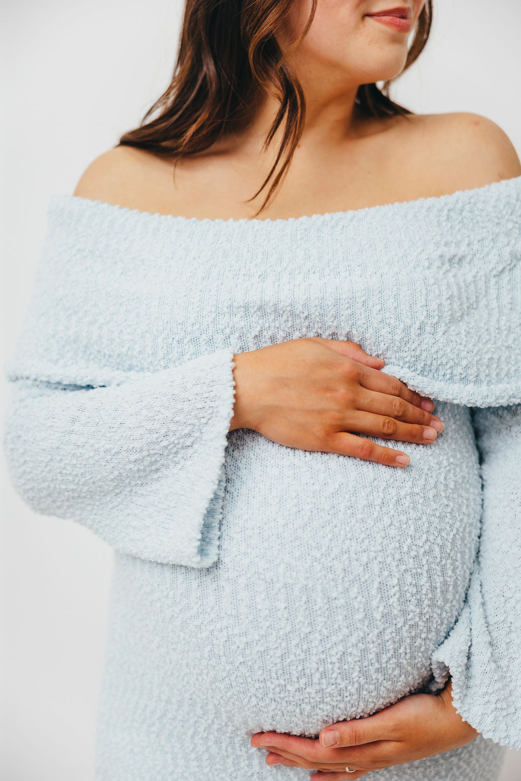 Nora Knit Maxi Dress in Dusty Blue - Bump Friendly Maternity Dress for Women | Comfortable Stretchy Long Dress for Pregnancy, Nursing & Everyday Wear