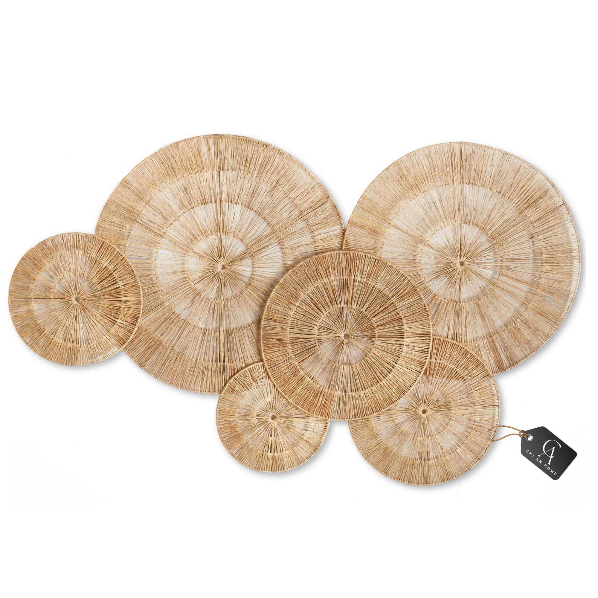 CHI AN HOME 6-Piece Wicker Jute Wall Decor Baskets Set - 23