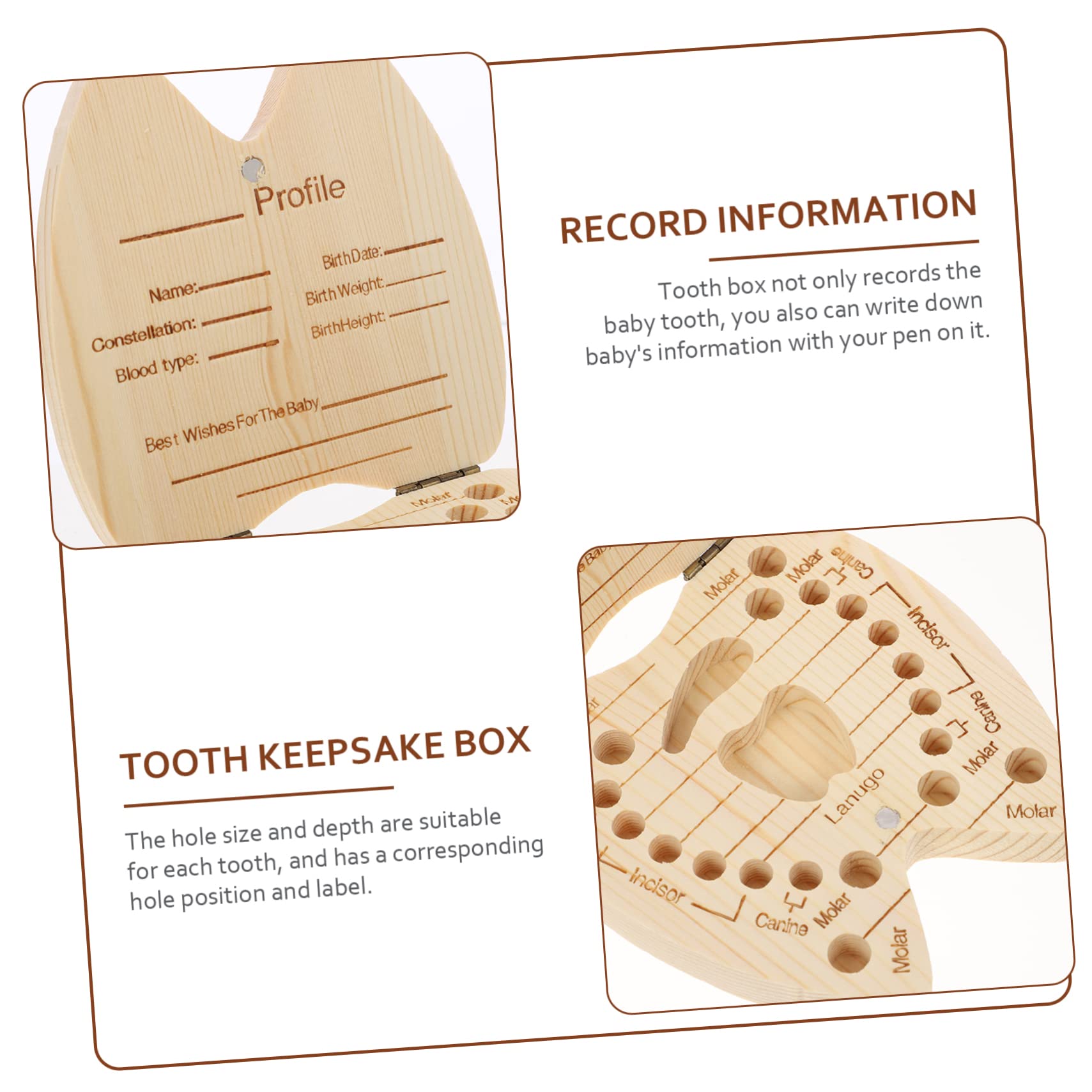 VICASKY Wooden Baby Teeth Storage Box - Portable Deciduous Tooth Holder & Memory Book for Kids - Perfect for First Lost Tooth Keepsake and Childhood Memorabilia Organization