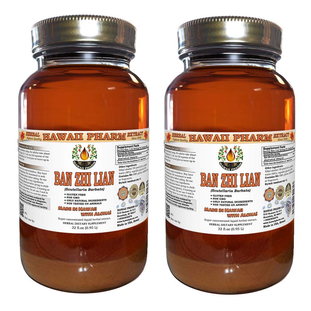 Ban Zhi Lian Tincture - Scutellaria Barbata (Skullcap) Liquid Herbal Extract - 2x32oz Unfiltered Organic Supplement - Supports Liver & Immune Health - Perfect for Detox & Wellness Routines