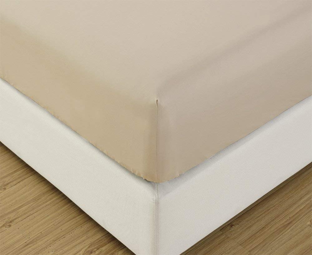 Luxury Egyptian Cotton Fitted Sheet - Full Size Beige (Pack of 2) for Deep Pocket Mattress 10-12