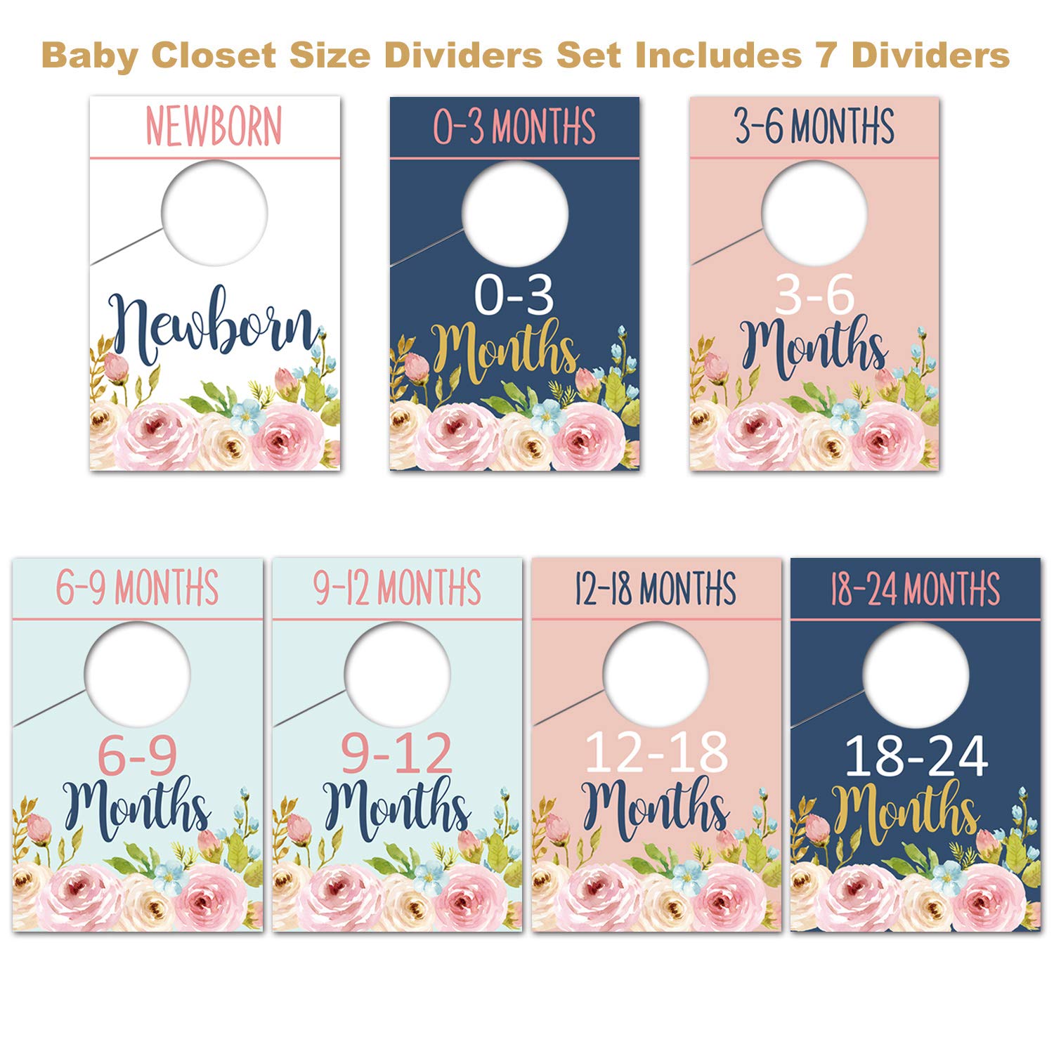 Floral Baby Closet Organizer Dividers - Nursery Wardrobe Size & Age Hangers (0-24 Months) - Perfect for Girls' Clothing Organization & Newborn Shower Gifts - Ideal for Nursery Storage, Baby Shower Presents, and Toddler Wardrobe Management