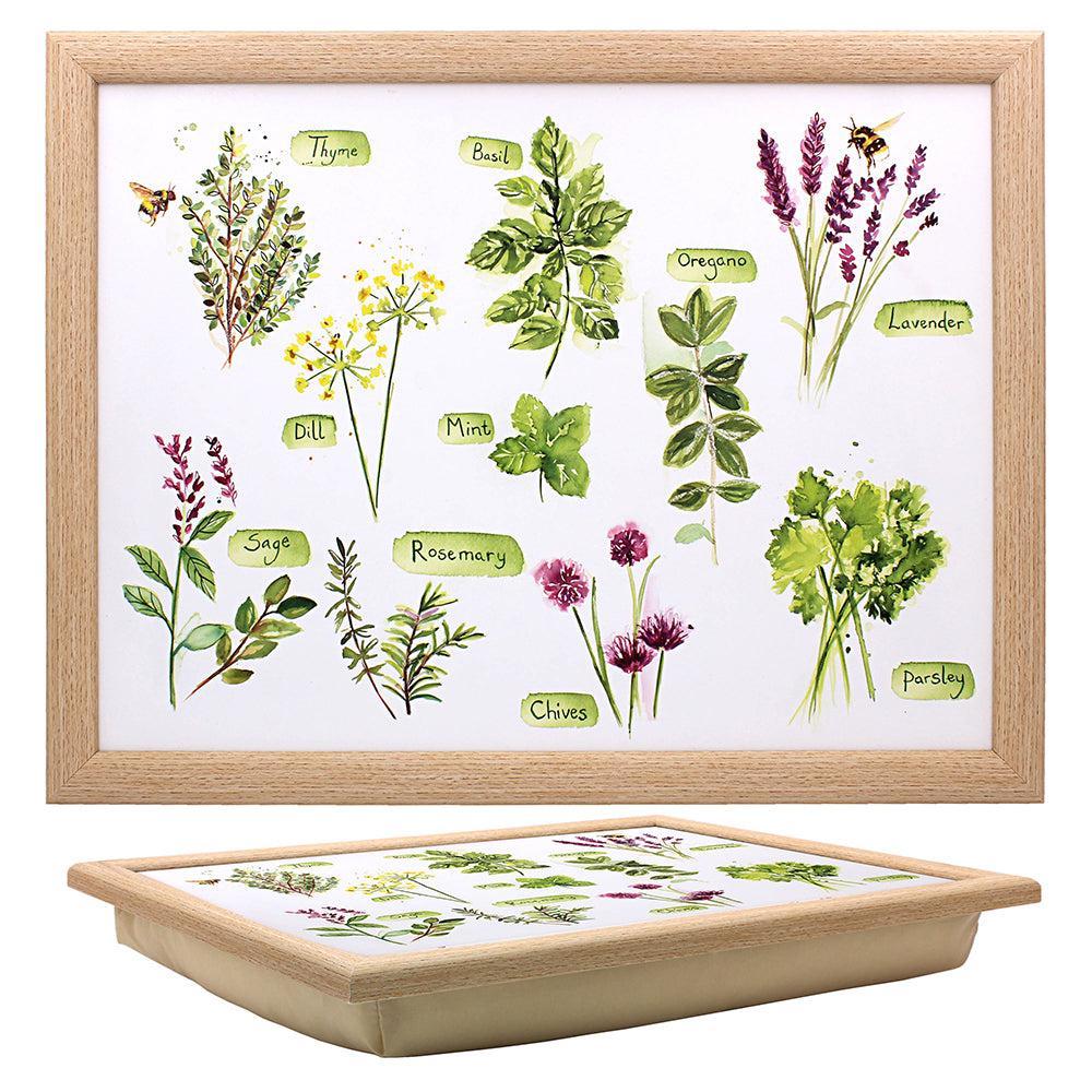 Premium Herb Garden Lap Tray - Lightweight Wooden Serving Tray with Handles for Indoor Plants, Breakfast in Bed, or Coffee Table Decor - Perfect for Gardening Enthusiasts & Home Decor