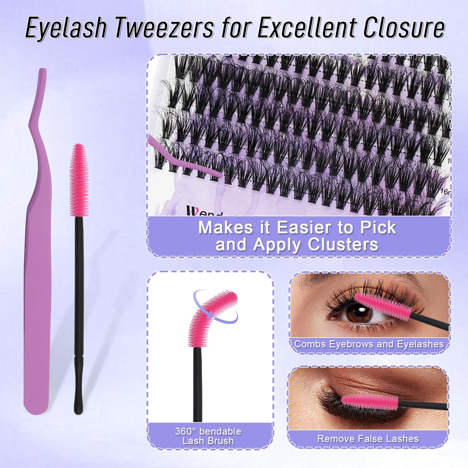 DIY Lash Clusters Kit for Home Use - Ultra Lightweight, Natural & Fluffy False Eyelashes, Waterproof 3D Curl (12-16mm) - Anime, Manga & Cat Eye Style (60P+80P) - Perfect for Daily Wear, Parties & Special Occasions