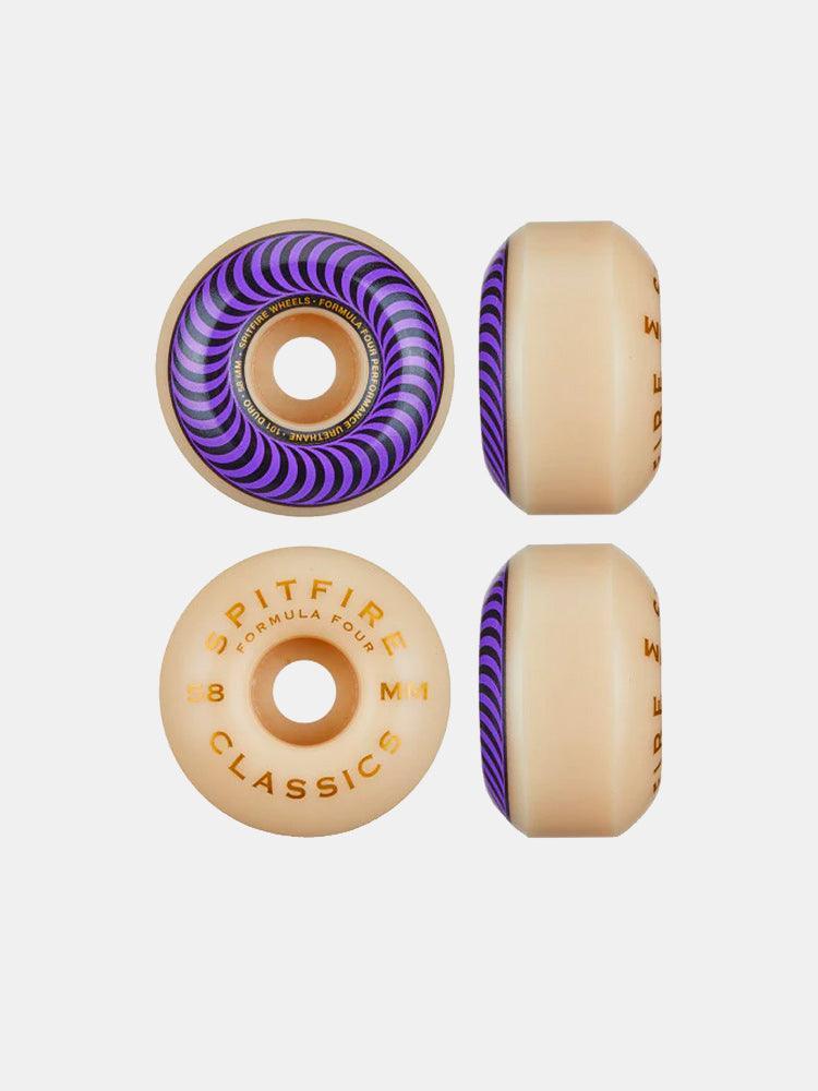 Spitfire Formula Four 101D Classic Skateboard Wheels - 54mm 101D Urethane - Purple - Perfect for Street Skating and Smooth Rides