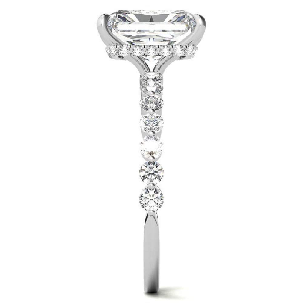 4 CT Emerald Cut Moissanite Engagement Ring - Vintage Wedding Eternity Band with 4-Prong Solitaire Setting in Sterling Silver - Anniversary Promise Ring Gift for Women - Perfect for Proposals, Weddings & Special Occasions