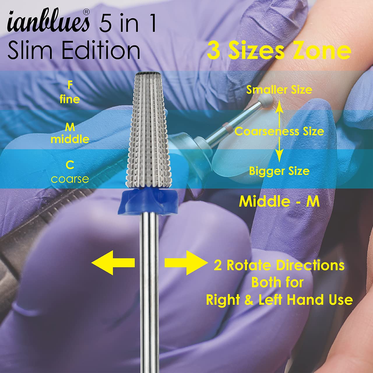 5-in-1 Multi-Function Electric Nail Drill Machine - Slim Barrel Design for Left & Right Hand Users - Professional Acrylic & Gel Nail Removal Kit (Medium Grit) - Perfect for Home Manicures & Salon Nail Art