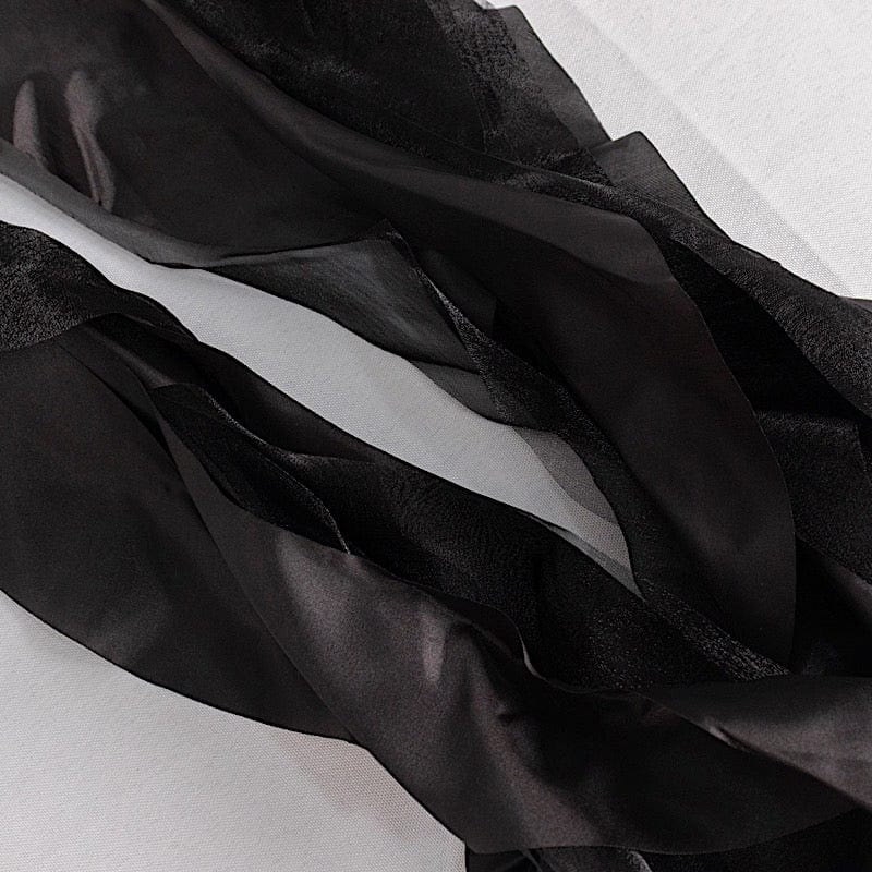 5 Pack Curly Willow Chiffon Satin Chair Sashes - Elegant Wedding Decor, Bridal Shower & Party Chair Ribbons for Banquet, Reception, and Special Events
