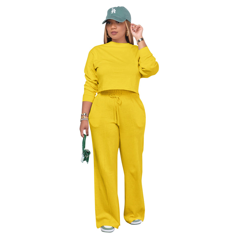 Women's Sportswear Long Sleeve Two Piece Set - Comfortable Workout Outfit for Yoga, Running & Gym | Perfect for Athleisure & Casual Wear
