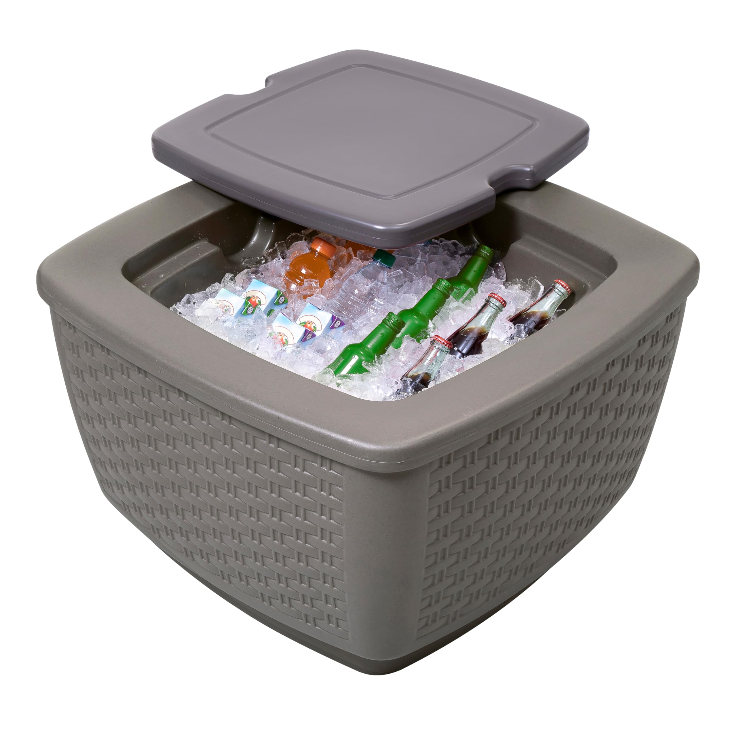 Step2 Just Chillin Patio Table with Ice Bin - Durable Waterproof Outdoor Furniture, Doubles as Cooler & Level Tabletop - Perfect for Backyard BBQs, Pool Parties & Patio Relaxation (Gray)