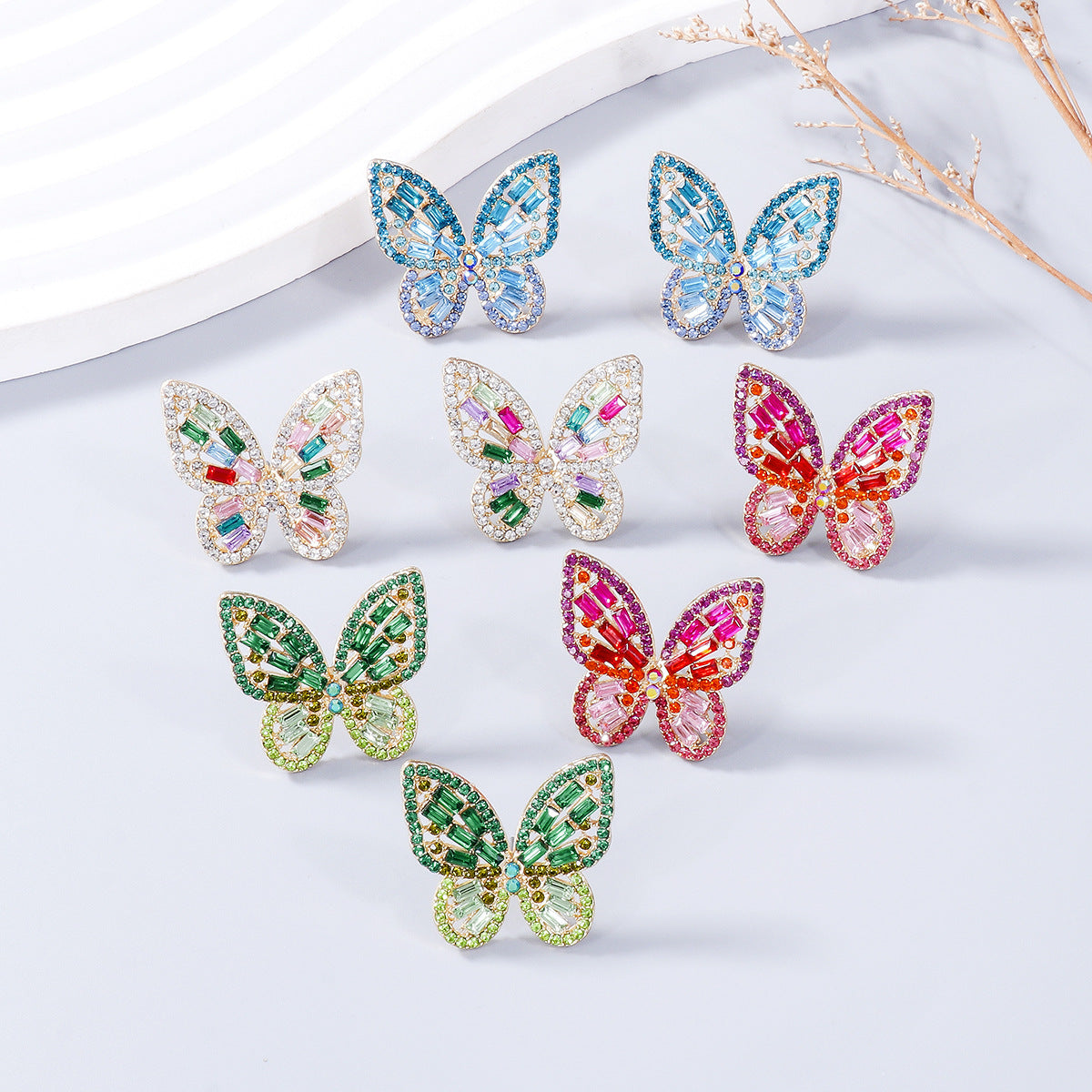 Stylish Alloy Inlaid Rhinestone Butterfly Earrings for Women | Elegant Dangle Drop Ear Jewelry | Perfect for Parties, Weddings & Date Nights