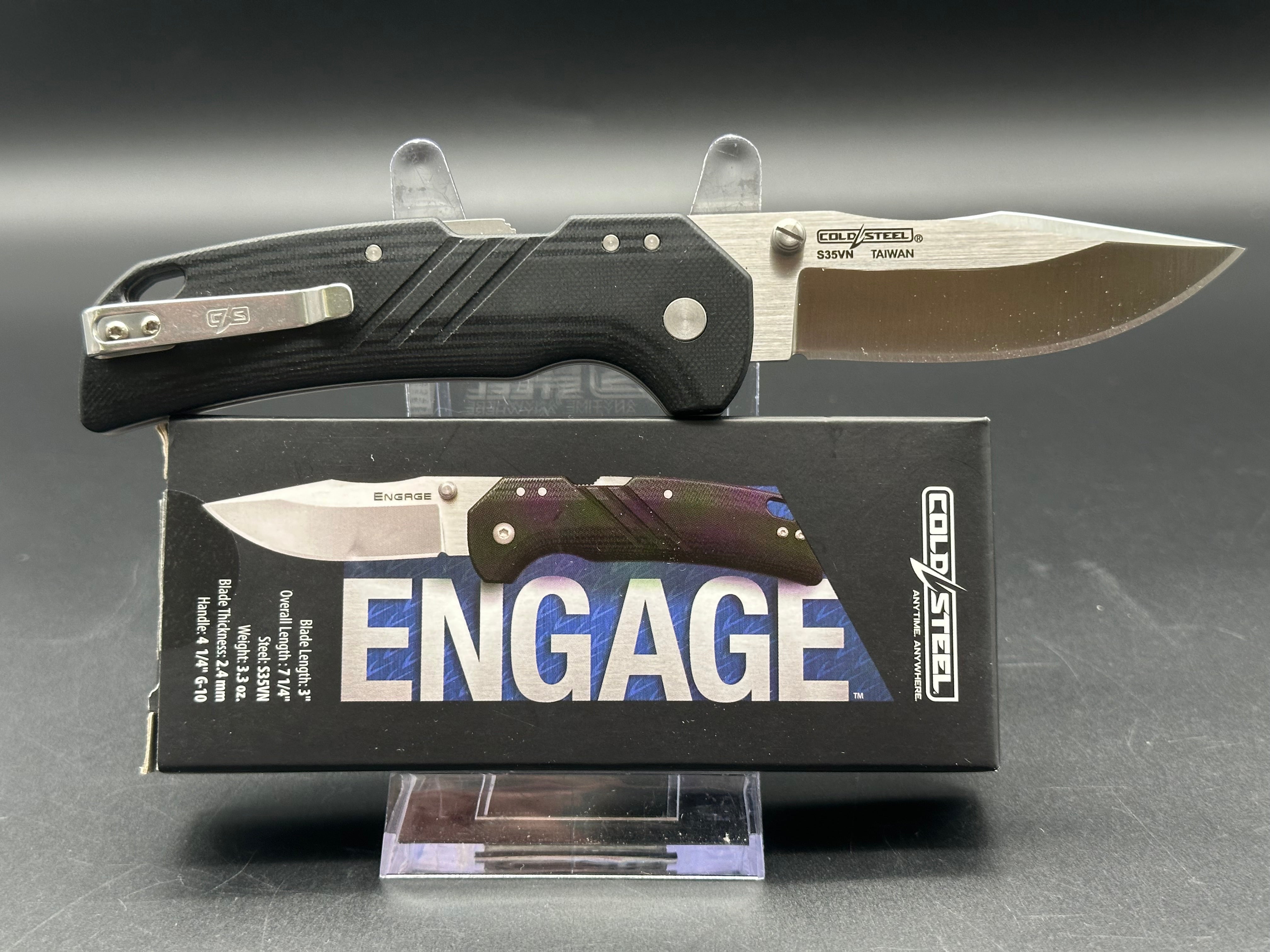 Cold Steel Engage Atlas Lock Folding Knife - Black G10 Handle, S35VN Steel Blade - EDC, Outdoor Camping, Hunting & Survival Gear