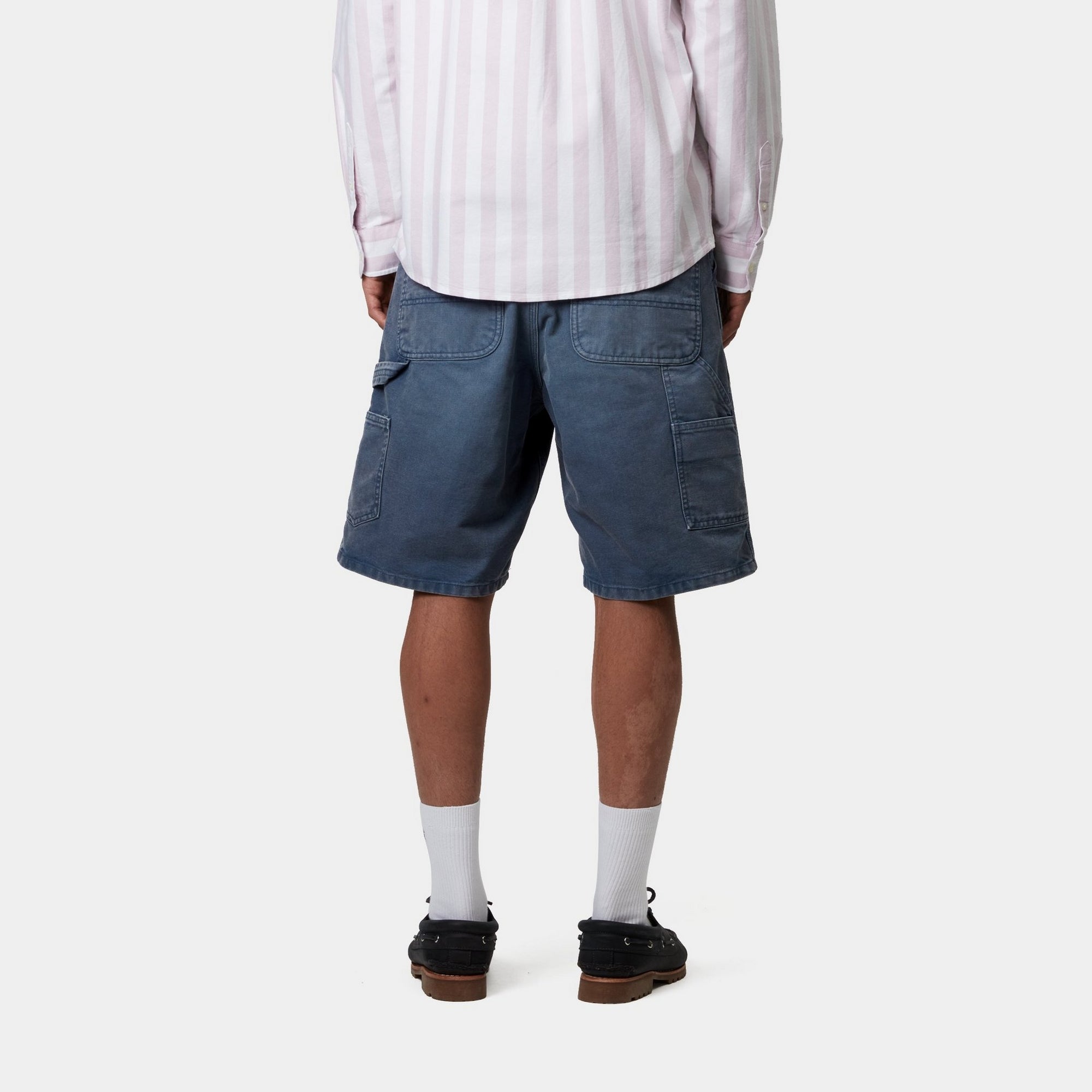 Single Knee Shorts in Stone Canvas Fabric | Dusky Blue Color | Perfect for Yoga, Running & Casual Wear