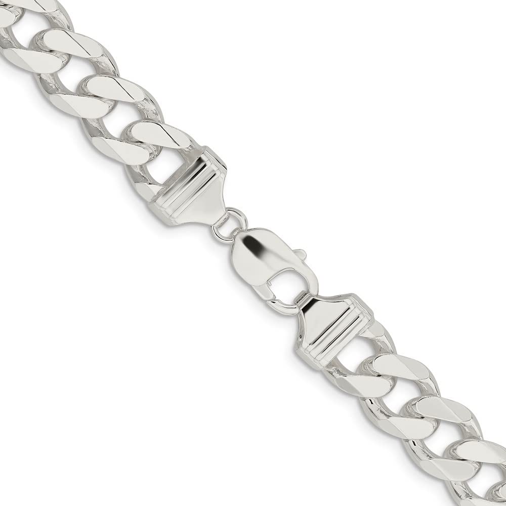 Diamond2Deal Sterling Silver 13mm Curb Chain Necklace for Men & Women - Trendy Layered Jewelry for Everyday Wear, Gifts & Special Occasions