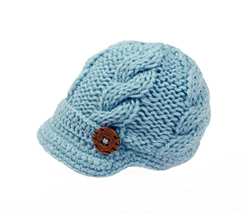 Baby Boys Crochet Knit Newsboy Cap with Brim & Buttons - Vintage Photography Hat for Newborns & Toddlers - Perfect for Photo Shoots, Parties & Everyday Style