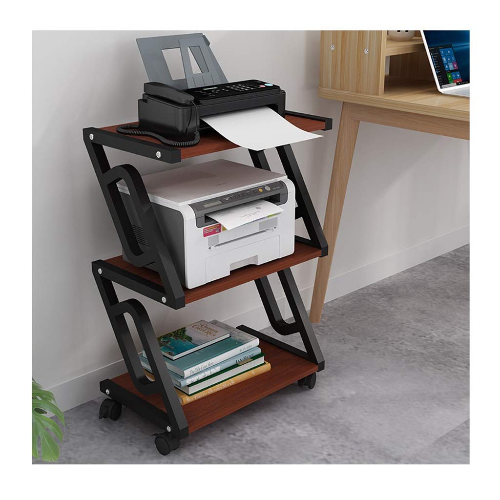 Multifunctional 3-Tier Steel-Wood Printer Stand with Storage Shelves - Space-Saving Desk Organizer for Home & Office (Black, 50×32×75.5cm) - Perfect for Printer Storage, Office Supplies Organization & Home Office Setup