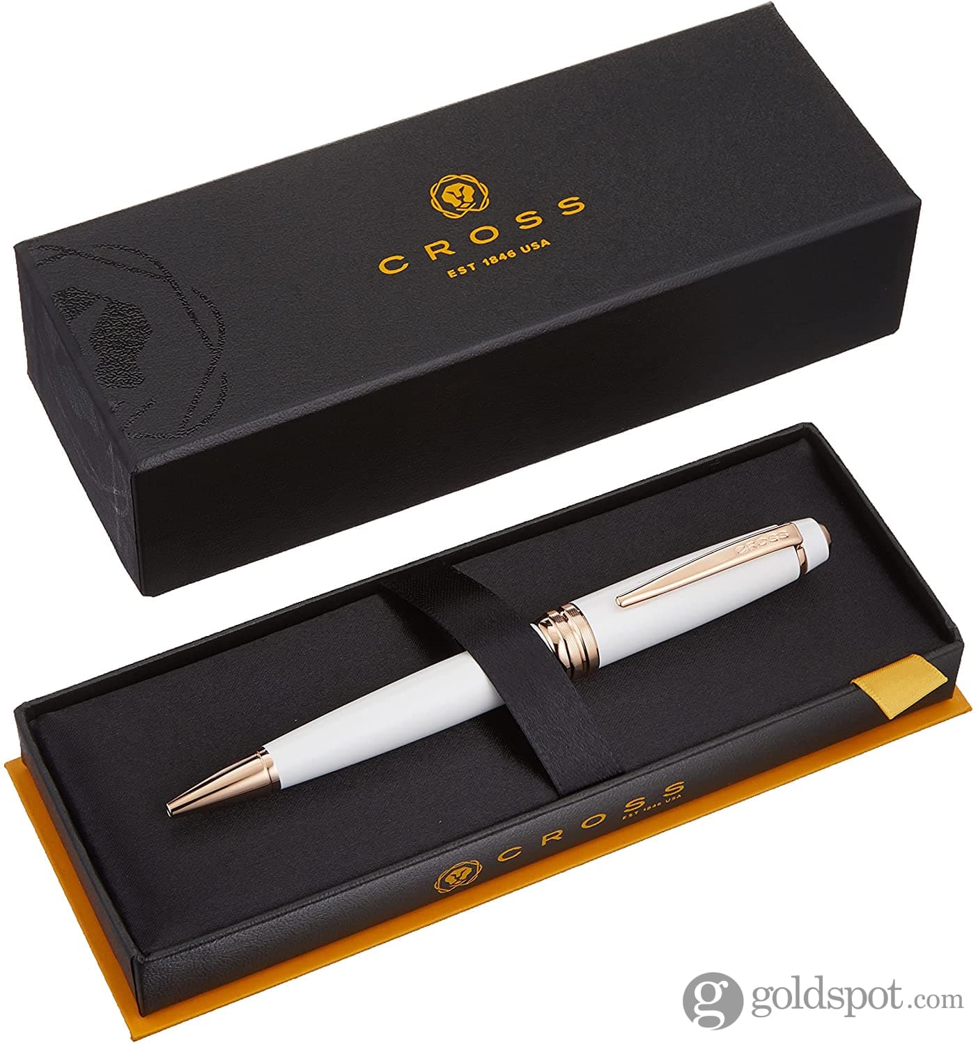 Cross Bailey Ballpoint Pen - Pearlescent White Lacquer with Rose Gold Trim - Premium Writing Instrument for Office, School & Gift Giving