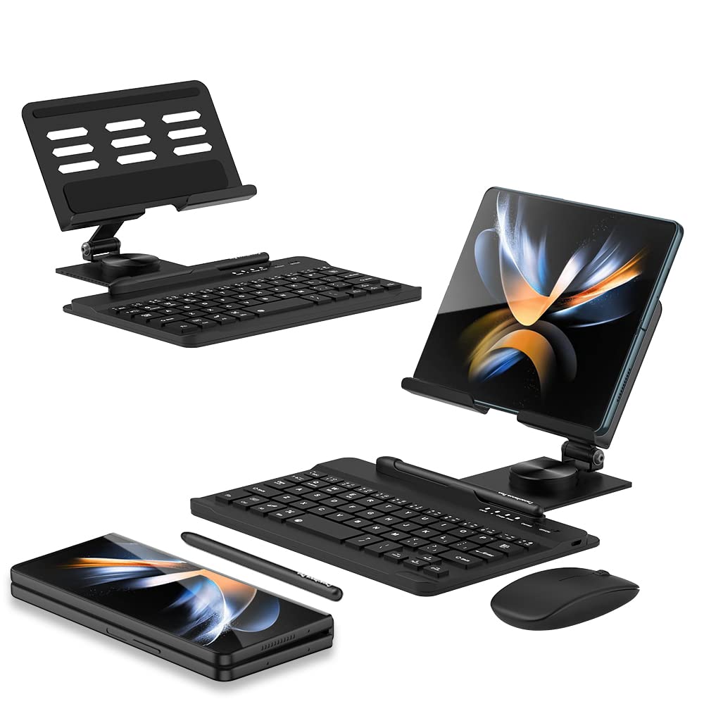 Adjustable Stand for Samsung Galaxy Z Fold 6/5/4/3 - Foldable Phone Holder with Stylus Pen & Bluetooth Keyboard Mouse Set - Perfect for Office, Travel & Home Workspace