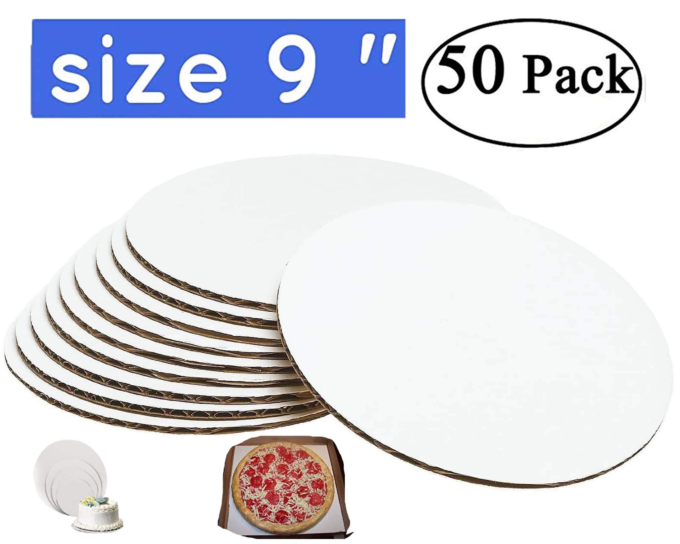 50 Pack 9 Inch Cake Cardboard Rounds - Sturdy Pizza & Cake Circle Boards for Baking, Decorating & Serving - Perfect for Birthday Cakes, Wedding Desserts & Party Treats
