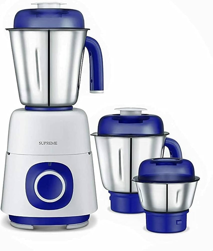 Judge Supreme 750W Wet & Dry Mixer Grinder - 3 Stainless Steel Jars, Modern Design, 110V for USA (Blue) | Perfect for Indian Cooking, Smoothies & Food Prep