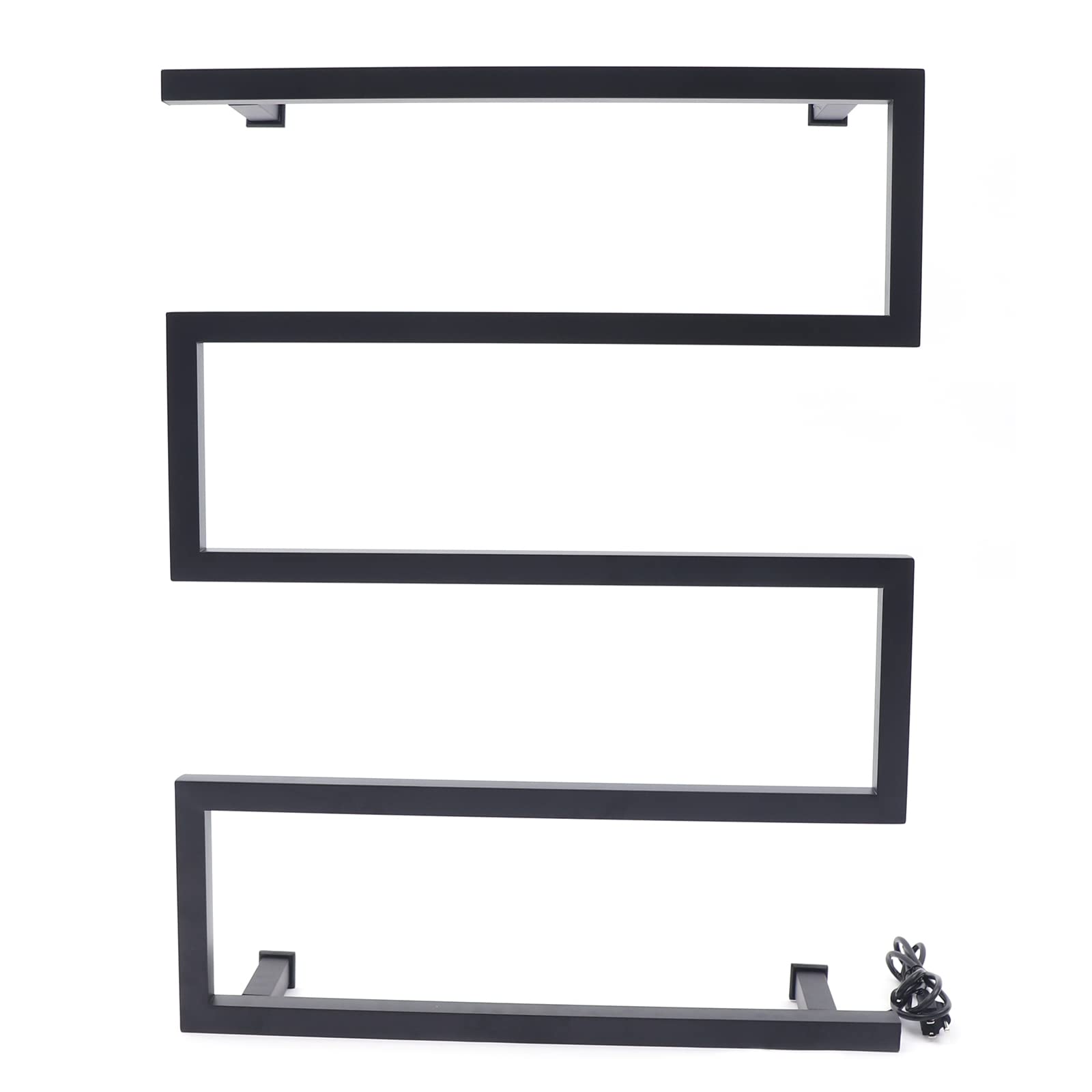 5-Bar Wall Mounted Heated Towel Rack - Modern S-Shape Stainless Steel Bathroom Towel Warmer in Matte Black | Perfect for Spa-Like Luxury & Quick Drying in Homes, Hotels, and Gyms