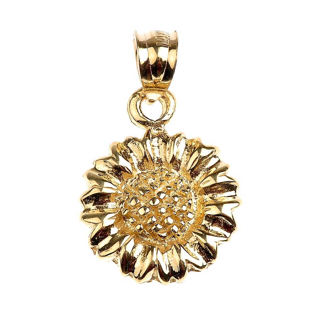10k Yellow Gold Sunflower Pendant Necklace - Perfect for Gifts & Everyday Wear