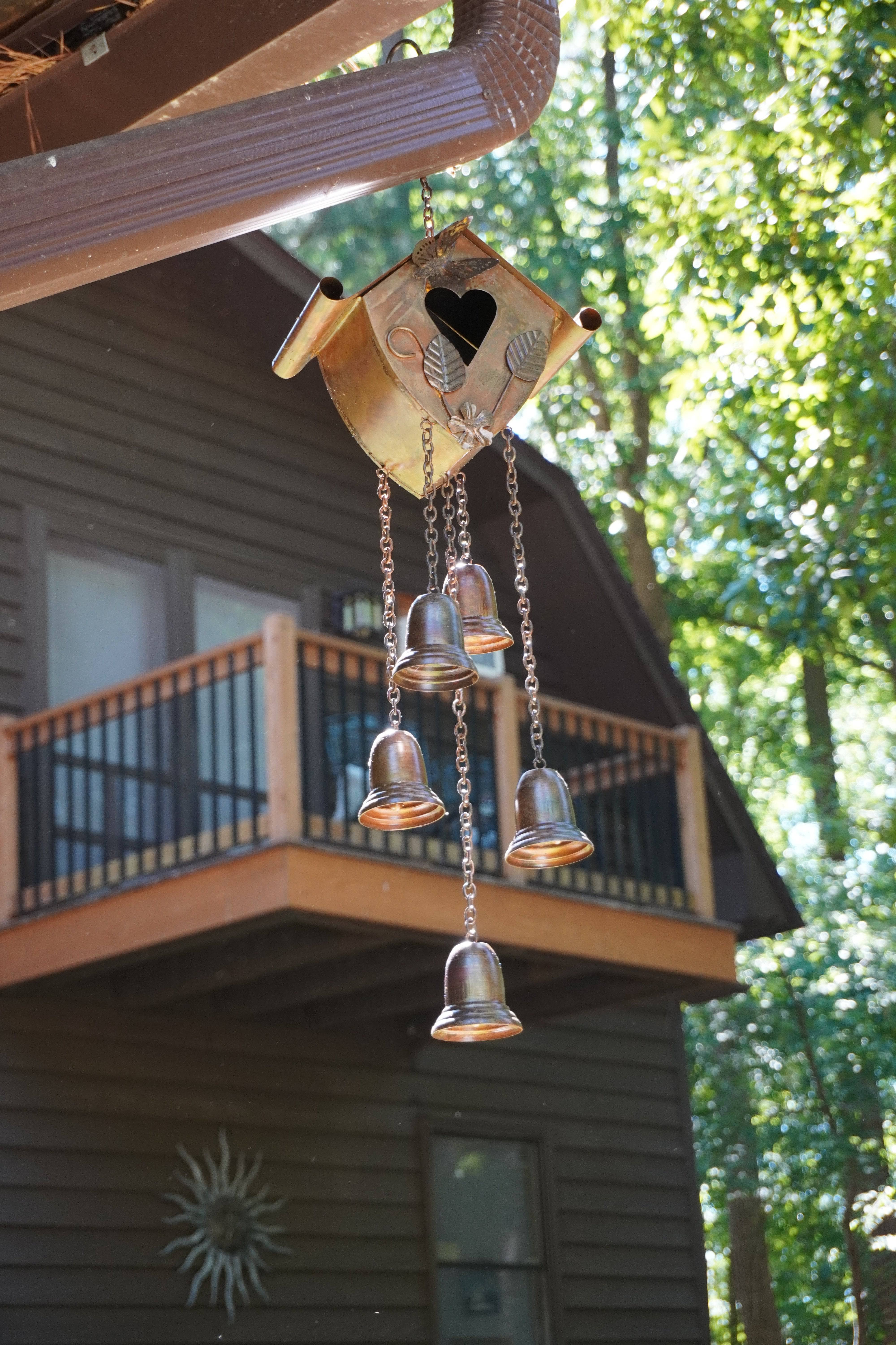Handmade Wooden Birdhouse Wind Chime - Outdoor Garden Decor with Melodic Tones for Patio, Porch & Backyard Relaxation