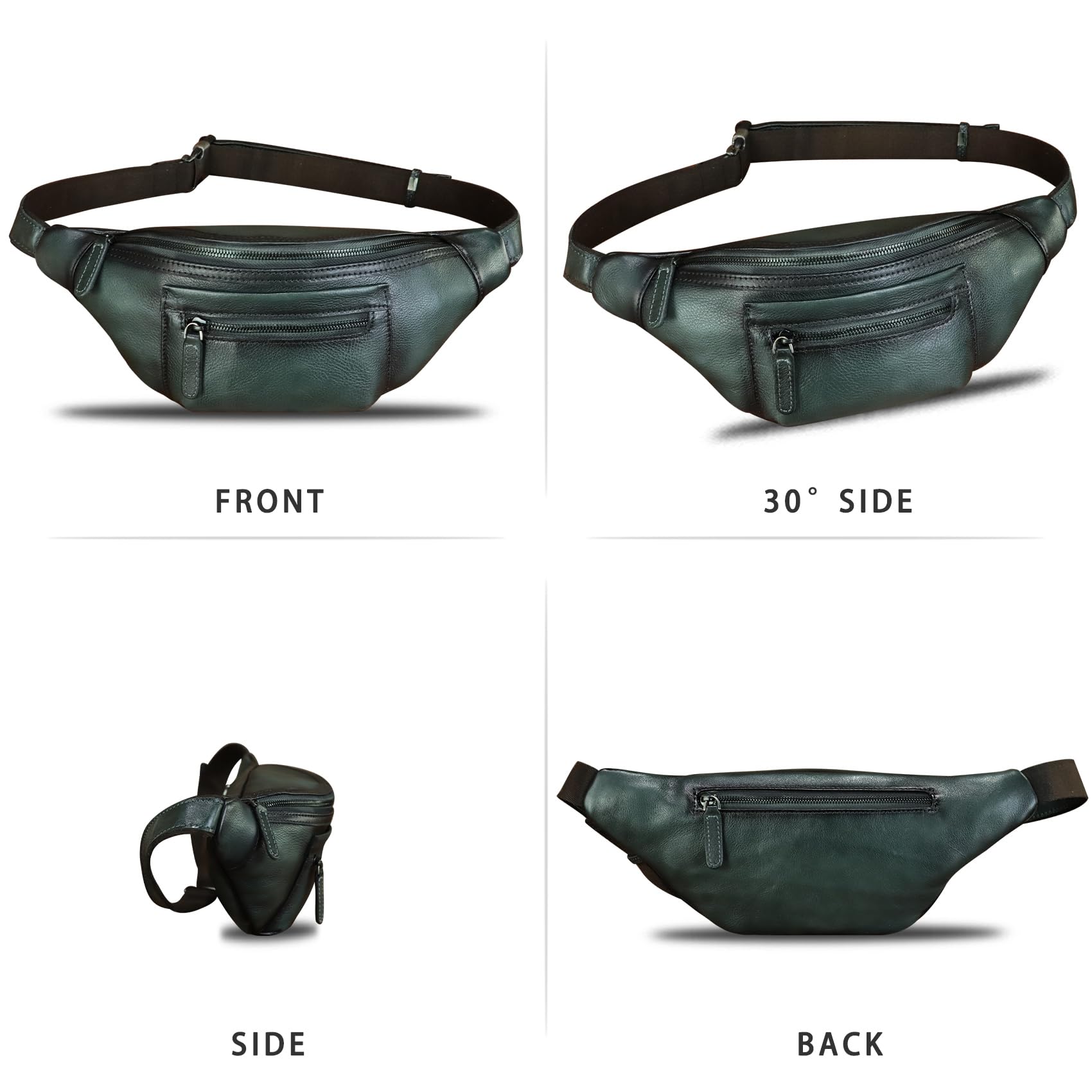 Vintage Genuine Leather Fanny Pack for Men & Women - Handmade Leather Waist Bag, Sling Backpack, Crossbody Purse (Dark Grey) | Perfect for Travel, Hiking & Everyday Use