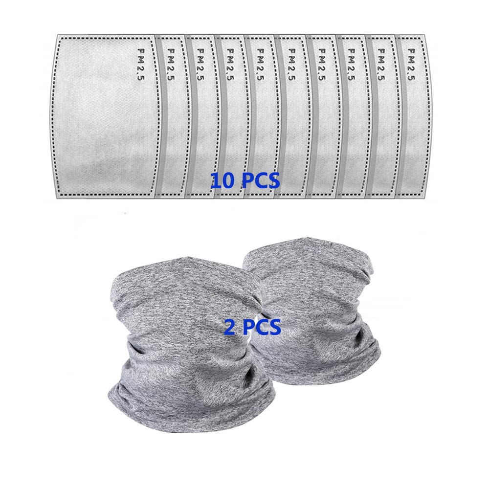 PM2.5 Replaceable Activated Carbon Filters for Face Masks - Washable Neck Gaiter, Scarf & Balaclava for Men & Women - Perfect for Outdoor Activities, Cycling, Running & Air Pollution Protection