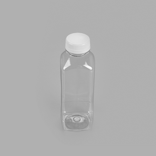 16 oz Square Clear Plastic Juice Bottles with Safety Cap - 2.25