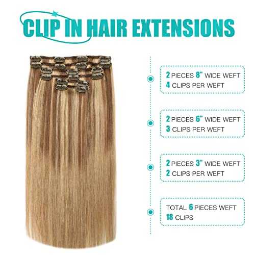 Premium Double Weft Clip-in Human Hair Extensions - 100% Remy Human Hair for Length & Volume | Perfect for Parties, Weddings & Everyday Styling