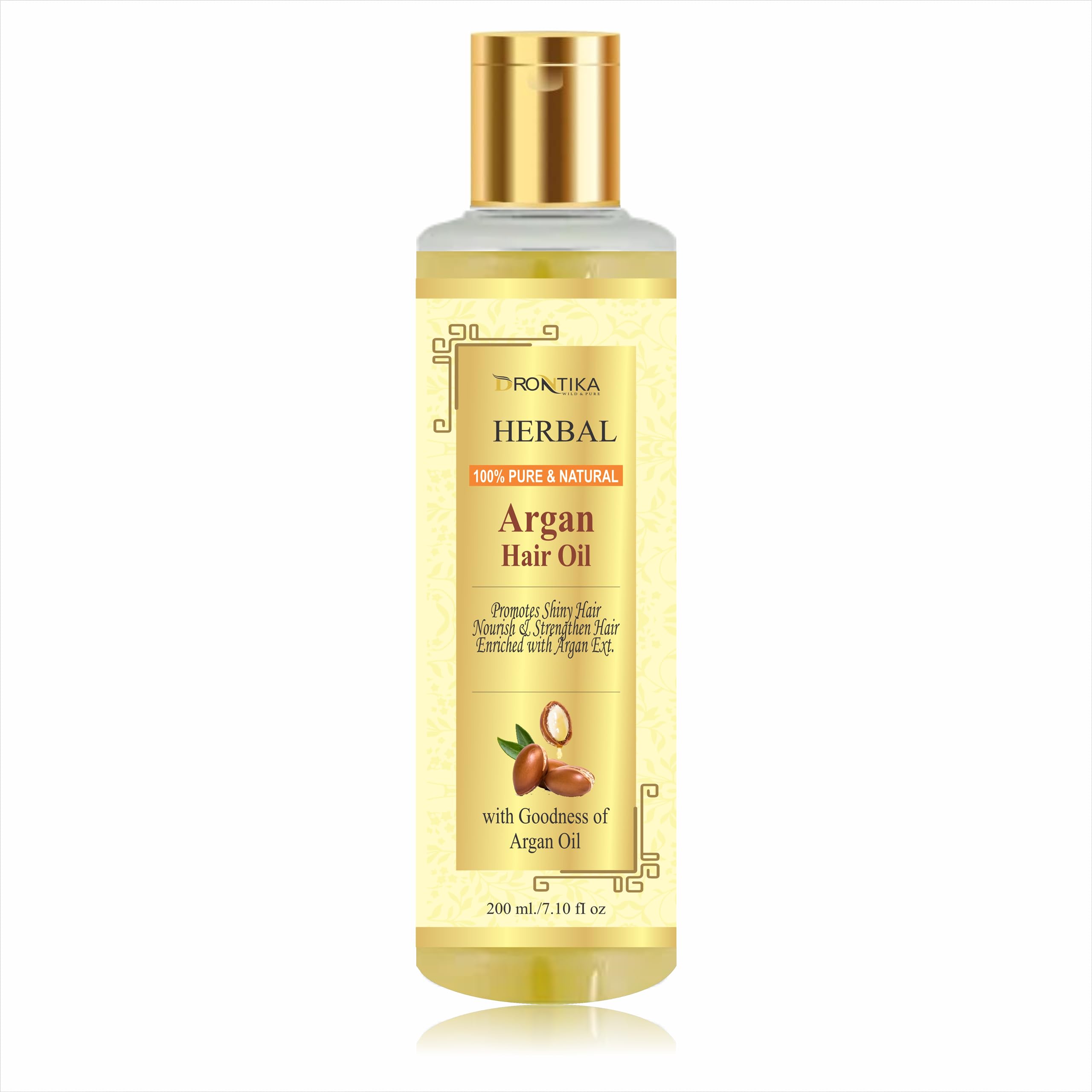 **Drontika 100% Pure Organic Cold Pressed Argan Oil for Hair - 2 Pack (420ml) - No Mineral Oil & Silicones - Natural Shine & Nourishment - Perfect for Dry, Damaged Hair & Scalp Care**    *(Use for daily hair hydration, frizz control, split end repair, and scalp massage for healthy hair growth)*