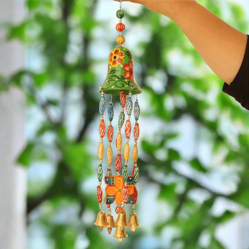 Handcrafted Varanasi Wooden Hanging Thoran Set of 2 - Traditional Indian Doorway Decor for Festivals & Home Entrance