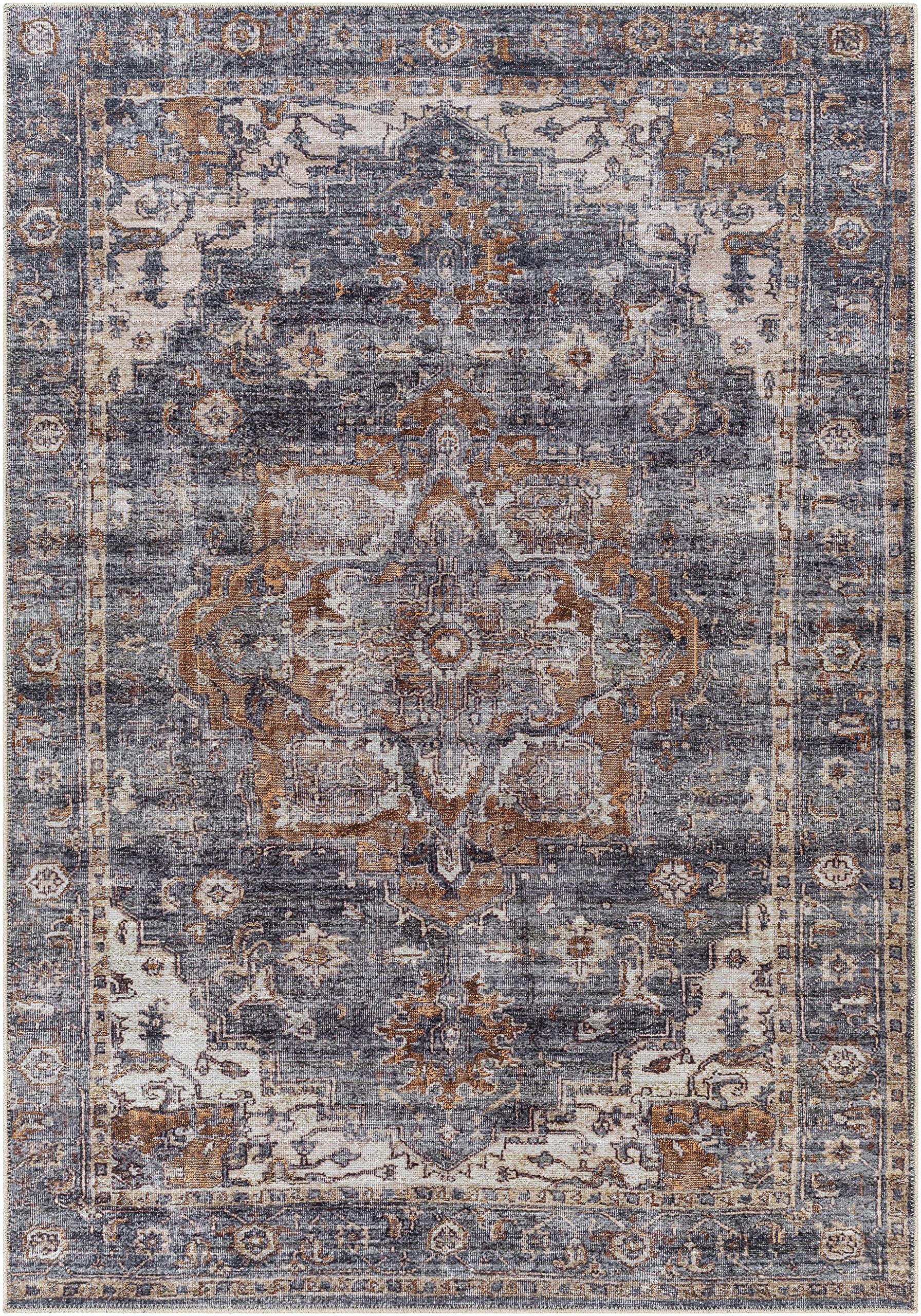 Hauteloom Lagangilang Machine Washable Area Rug for Living Room & Bedroom - Soft Beige, Brown, Gray Modern Rug - 6'7
