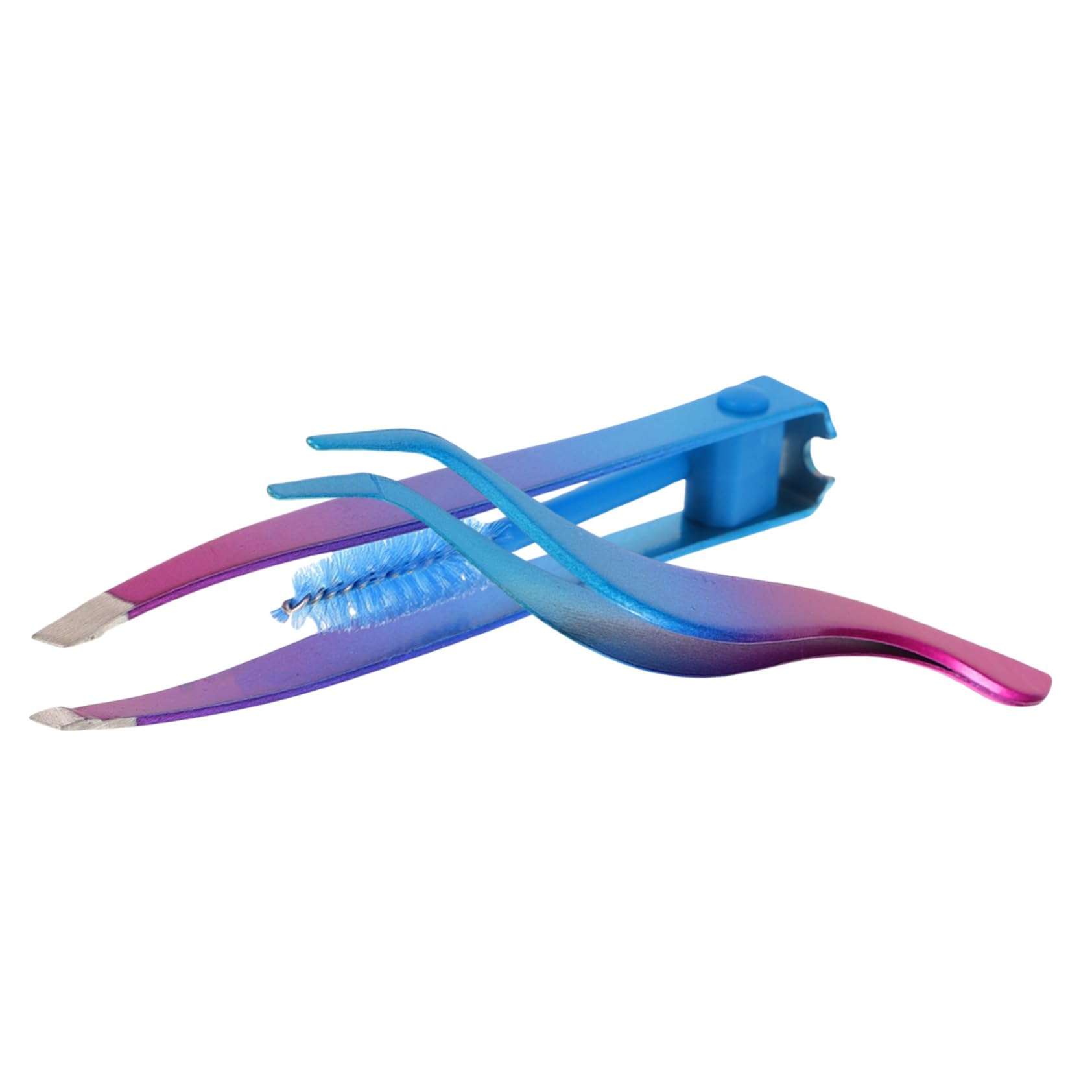 Premium Metal Fiber Grip Tweezers Set for Eyelash Extensions - Professional Lash Holder & Eyebrow Tweezers - Perfect for Salon, Home Use & Travel Makeup Kit