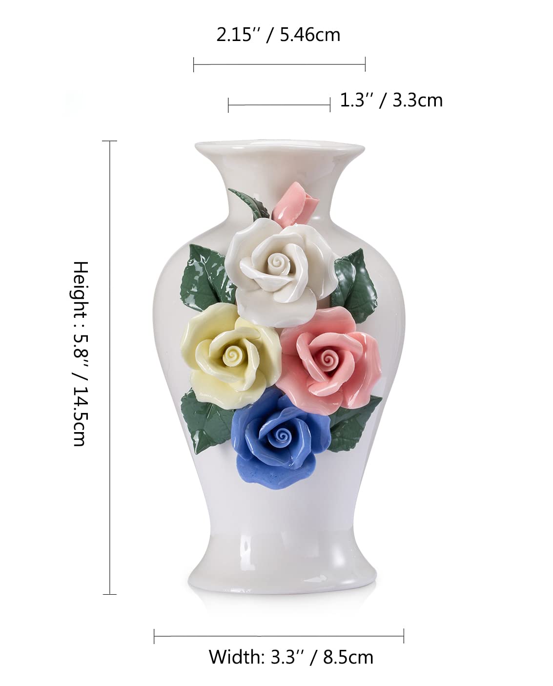 Modern Ceramic Vase - 5.8 Inch Tall Small Flower Vase for Home Decor, Perfect for Living Room, Bedroom, Kitchen, Office Desk & Shelf Centerpieces (Set of 4) - Ideal for Fresh Flowers, Artificial Arrangements & Interior Design Accents