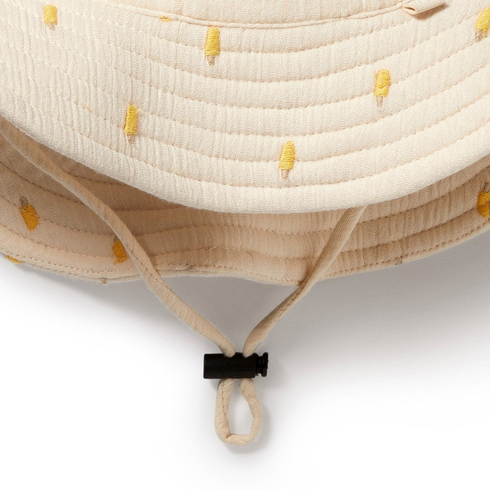 Organic Crinkle Sun Hat for Babies & Toddlers - UPF 50+ UV Protection, Adjustable Chin Strap - Perfect for Beach, Pool, and Outdoor Play