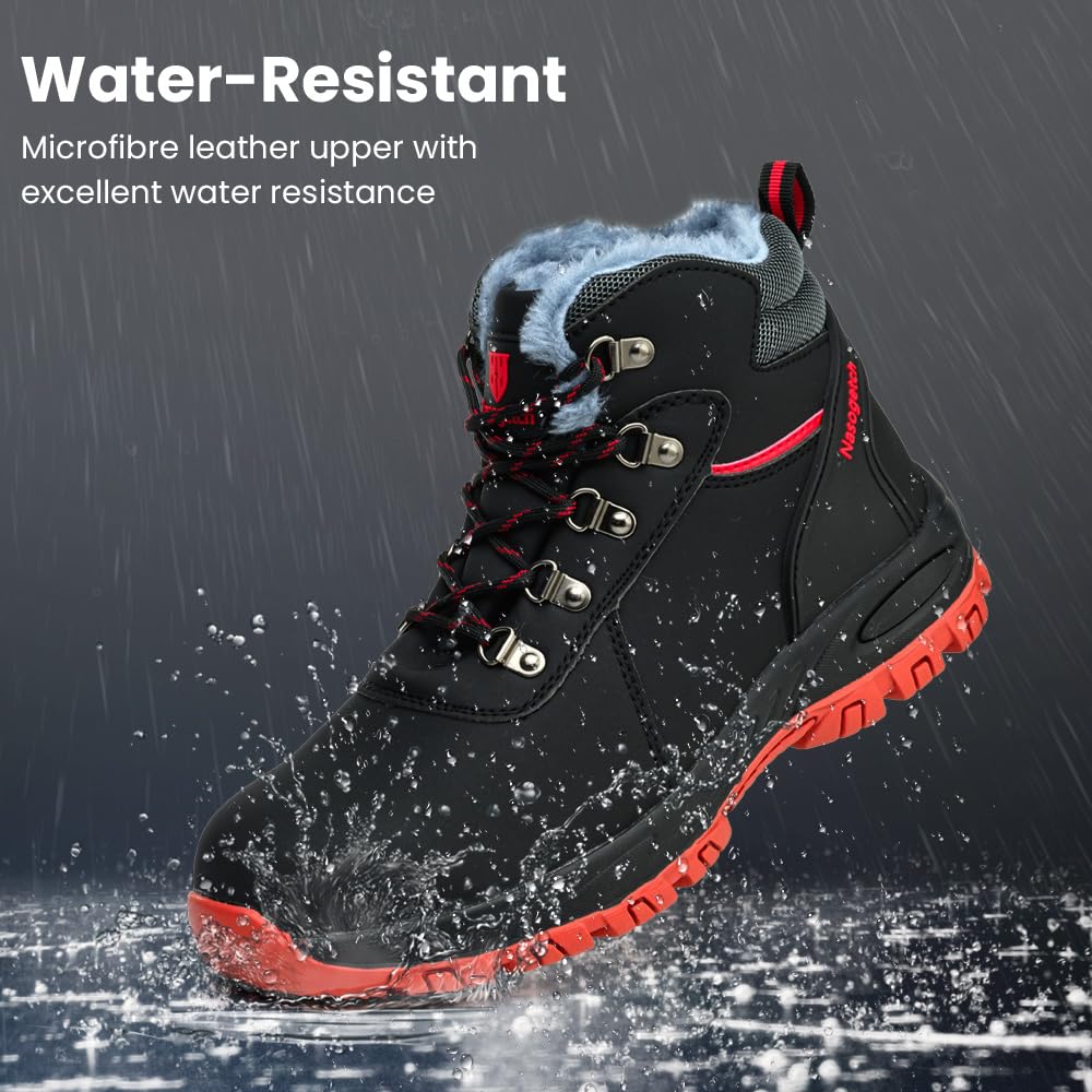 Steel Toe Work Boots for Men & Women - Lightweight, Comfortable, Puncture Proof & Non-Slip Safety Shoes with Fleece Lining - Perfect for Construction, Warehouse & Outdoor Work