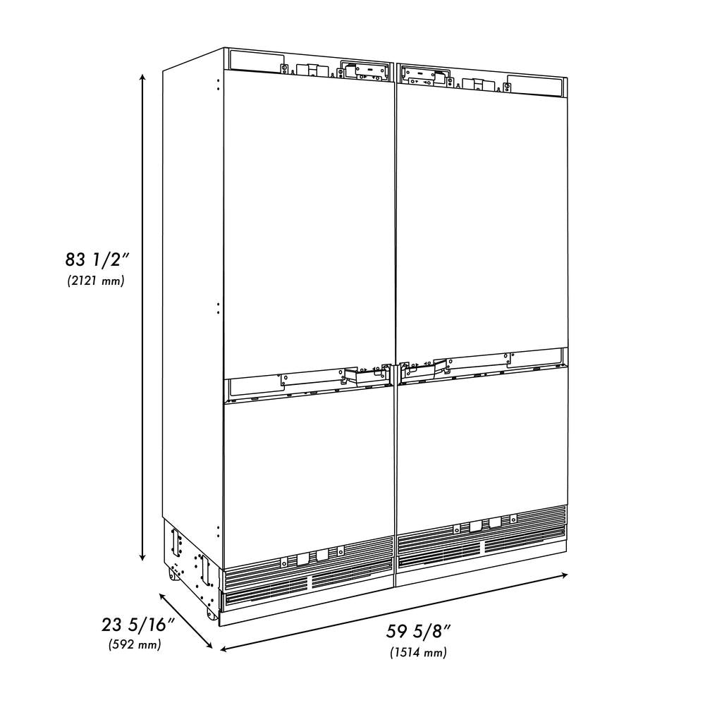 ZLINE Autograph Edition 60 Inch Panel Ready French Door Refrigerator - 32.2 cu ft Built-In Bottom Freezer with Water Dispenser & Ice Maker - Polished Gold Accents (RBIVZ 60 G) - Perfect for Modern Kitchens & Luxury Homes