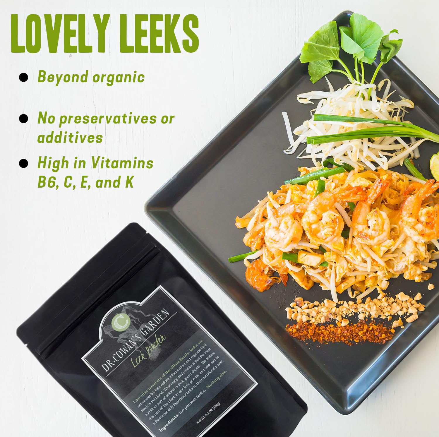 Dr. Cowan’s Garden Leek Powder - Organic Superfood Green Powder for Smoothies, Soups & Cooking | Dehydrated Vegetable Powder with 50 Servings | Nutrient-Rich for Detox, Energy & Healthy Recipes